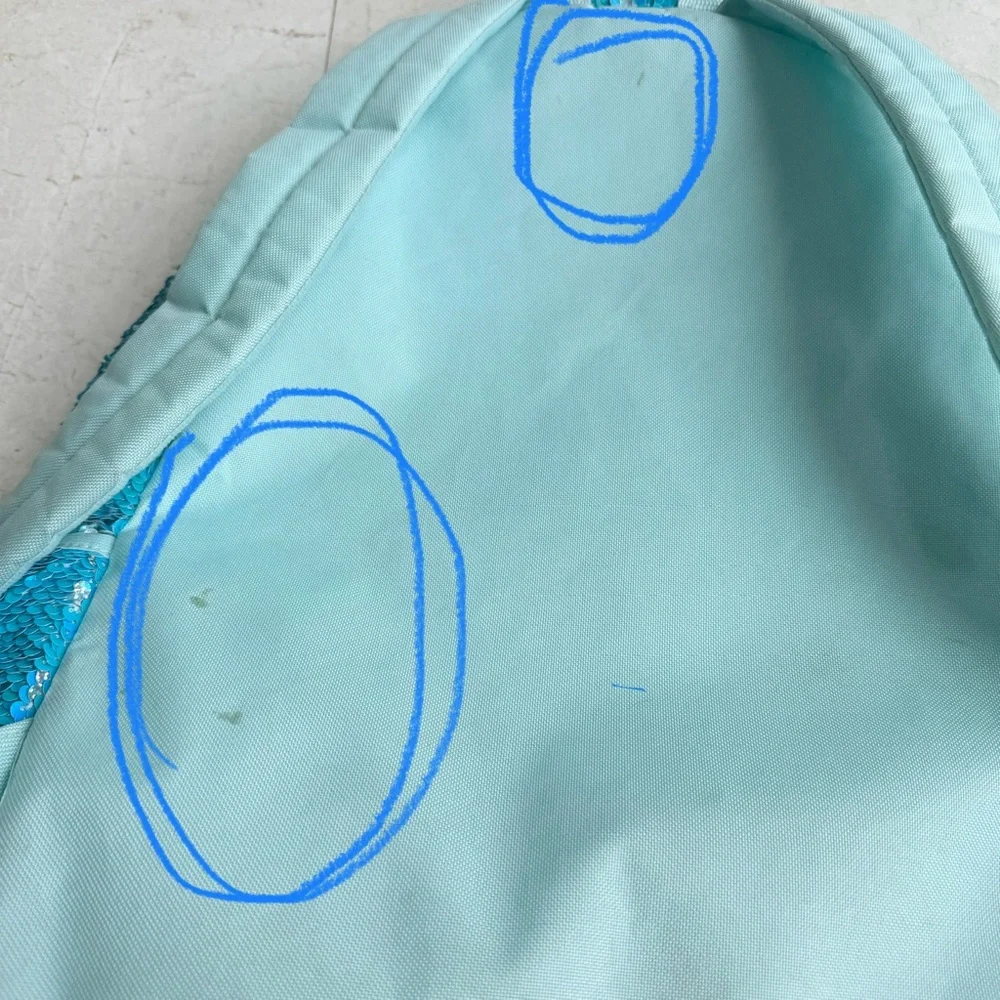 Justice Backpack and matching Lunchbox blue flip sequins